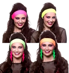 HEADBAND I LOVE THE 1980s 80s Neon Disco Queen Hen Party Accessory Stretchy - Picture 1 of 5