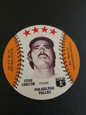  1977 CHILLY WILLEE MINT DISC CARD STEVE CARLTON PHILADELPHIA PHILLIES 