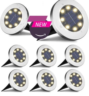 LOT Solar Ground Lights LED Outdoor Solar Disk Lights In-Ground Landscape - Image 1 of 4