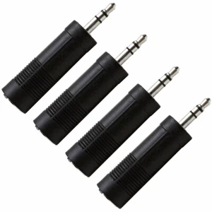 4 Pack of 1/4" Female to 1/8" Male Adapters (Black) for iPod, iPhone, Android - Picture 1 of 3