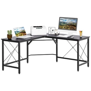HOMCOM Corner L-Shape Desk Home Office Gaming Computer PC Workstation Black - Picture 1 of 11