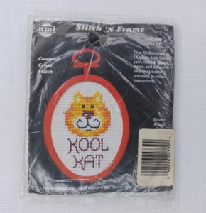 New Vintage Kool Kat Stitch N Frame Counted Cross Stitch Kit - Picture 1 of 5