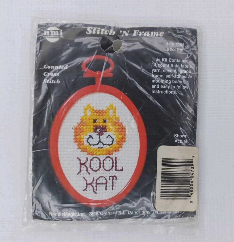 2 1990s Counted Cross Stitch Ornament Kits Light House Blue Birds Frame 7500