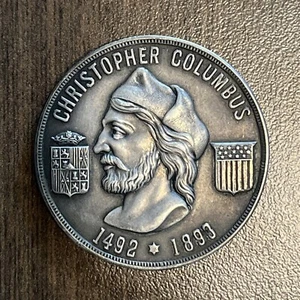 1893 World’s Columbian Exposition Shell Card Sterling Silver Medal Rare - Picture 1 of 3