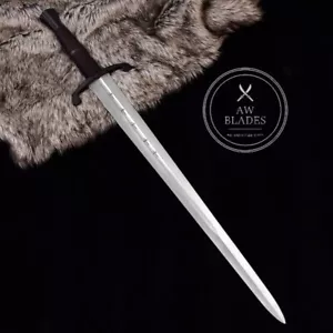 Hand Forged High Carbon Steel Celtic Double Handed Medieval Sword with Sheath - Picture 1 of 5