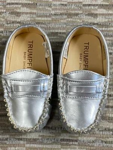 BABY GIRL LEATHER PU SILVER COLOR SHOES SIZE 0-24M - Picture 1 of 8