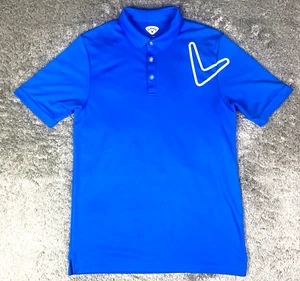 Callaway Polo Shirt Mens Medium Blue White Logo Performance Stretch Golf Golfing - Picture 1 of 15