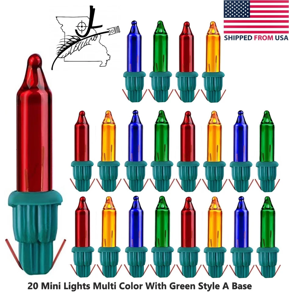 GE 20x Mini 2.5 Volt Mixed Color Christmas Light Bulbs Replacement Tree Lights a
