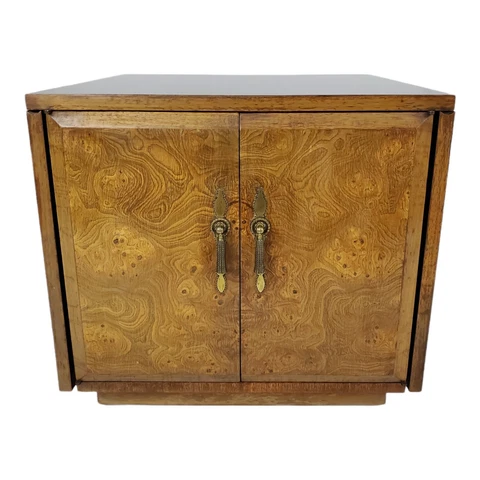 Mid-Century Coffee Table End Drop Leaf Bar Cabinet Burled Wood Danish Modern Cover