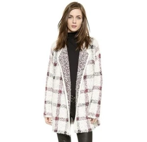Theory Loryelle Darcian Checkered Long Cardigan Coat Wool Mohair Alpaca Medium - Picture 1 of 7