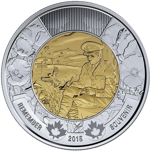 2015 Remembrance In Flanders Fields Toonie Canadian Coins IN HAND Cover
