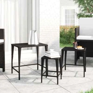 Satztisch Couchtisch Beistelltisch Sofatisch 3 Stk. Schwarz Poly Rattan vidaXL - Bild 1 von 8