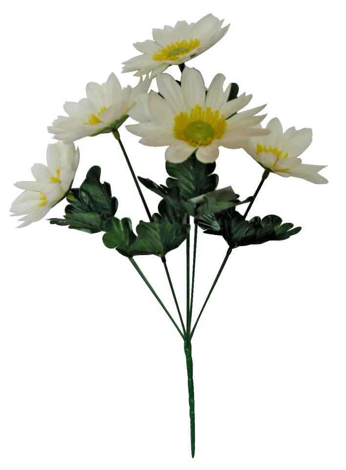 (Pacote com 24) Creme Margarida 13" Arbusto Casa Flor de Seda Decoração Artesanal Interior Exterior - Imagem 1 de 1