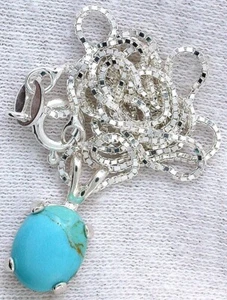 Cadena colgante de plata esterlina 10x8 ovalado cabujón turquesa cabina de piedras preciosas de 18 pulgadas - Imagen 1 de 2