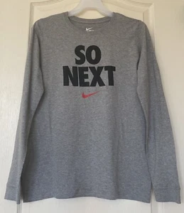 Kids The Nike Tee Athletic Cut Long Sleeve XL "SO NEXT" writing with Nike Logo - Picture 1 of 3