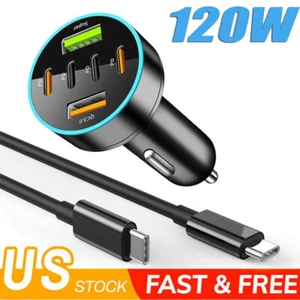 6 Port 120W Fast Charging USB C Car Charger For Google Pixel 9 8 7 Pro 8a 7a 6a - Picture 1 of 23
