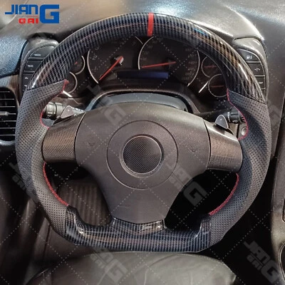 For Corvette C6 Steering Wheel Hydro Dip Carbon Fiber 2006-2011 Z06 ZR1 Red Line - Image 1 of 4