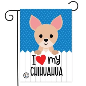 CHIHUAHUA dog GARDEN FLAG I Love my Chihuahua double sided Yard decor - Picture 1 of 3