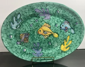 Vintage Falcone Vietri Hand Painted Authentic 17” Fish Platter Pasqual Ravello - Picture 1 of 9