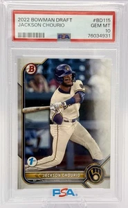 Jackson Chourio RC 2022 Bowman Draft 1st Edition #BD115 PSA 10 Brewers - Picture 1 of 3