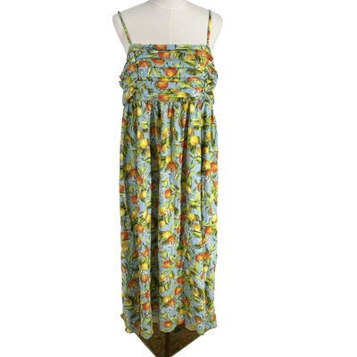 Free Assembly Womens Linen Blend Maxi Dress XL All Over Citrus Print Resort Boho - Image 1 of 4