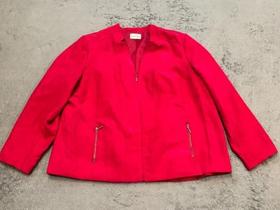 Studio Works Woman Faux Suede Jacket Zip Up Lined Pockets Pink Size 2XL Blazer - Image 1 of 4