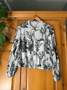 Chaqueta Bomber Joie 100% Lino Estampado Toile Cremallera Frontal Talla Grande - Imagen 1 de 11
