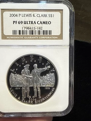 2004 P Lewis & Clark Proof Silver Dollar, NGC PF-69 Ultra Cameo - Image 1 of 4