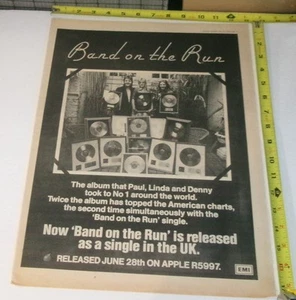 Paul McCartney and Wings Vintage Album AD Advert 1974 Band on the Run Beatles #2 - Picture 1 of 2