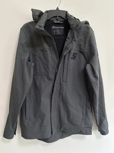 Snap-On Men's Jacket Fleece Lined Size Small Gray Kenosha Hood Soft Shell - Picture 1 of 9