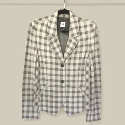 Cabi Size 12 Black Gray Plaid Womens Blazer Single Breasted 4% Spandex - Image 1 of 4