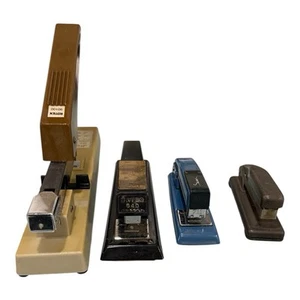 Vintage Staplers Lot of 4 Swingline Bates Rotex USA Made Retro Office Staplers - Picture 1 of 14
