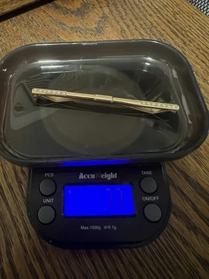 "Clip de corbata rectangular de oro macizo de 14 k de 3"" con astillas de diamante de 7,7 g. En muy buen estado mejor oferta" Foto 1 de 4