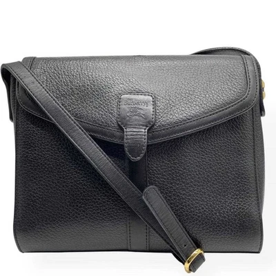 BURBERRY Shoulder Bag Small Logo Leather Black Women's USED FROM JAPAN - Image 1 of 4