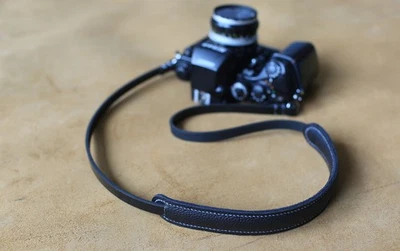 Handmade Black Leather Camera Strap – Minimalist Comfort Edition - Image 1 of 4