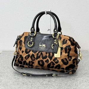 COACH Madison Ocelot Leopard Satchel 2Way Hand Bag Shoulder bag Used 3519 - Picture 1 of 11