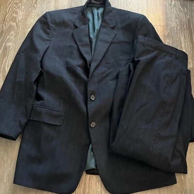 Christian Brooks Mens Black Pin Stripe Suit 42L - Image 1 of 4
