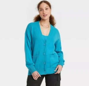 Women's Boyfriend Cardigan - A New Day Blue size XXL - Picture 1 of 3