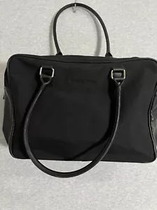 Calvin Klein Canvas Duffle Gym Weekend Bag Top Handle 15x11x6 Faux Leather Trim - Picture 1 of 9