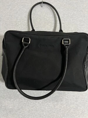 Calvin Klein Canvas Duffle Gym Weekend Bag Top Handle 15x11x6 Faux Leather Trim - Image 1 of 4