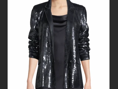 Blazer/chaqueta de esmoquin Diandra con lentejuelas negras de Joie talla 10 original nueva con etiquetas $498 Foto 1 de 4