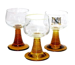 MisMatched Rhine Wine Roemer Glasses Amber Set 3 - Picture 1 of 5