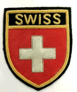 SCHWEIZ HANDARBEIT BESTICKT LUXUS GOLD & SILBER BARREN PATCH - Bild 1 von 2