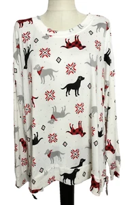 SECRET TREASURES SOFT Hacci KNIT IVORY DOGS MIX MATCH Long Sleeve Top Sz. M - Picture 1 of 7