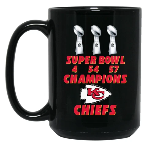 Super Bowl 4 54 57 Champions Kansas City Chiefs v1 Black 15oz Coffee Mug Cup Cover