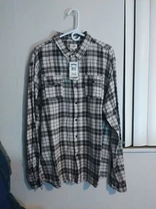 Ambiguous Army Plaid L/S Button Down Two Pocket Flannel Shirt Green Sz XXL - Picture 1 of 5