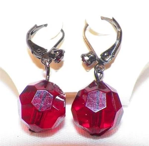 Red Plastic Crystal Earrings Clip On New on Card Original Price $24.00 Mix It - Picture 1 of 3