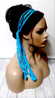 crochet gypsy headband hair scarf boho tie wrap woman's raspberry blue