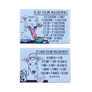 Greyhound Dog Measuring Chart Magnet Set Kitchen Cooking Baking Guide - White - Picture 1 of 12