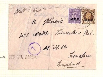 LIBYA British Occ' BOIC Cover 1943 GB KGVI *MEF* 1943 Censor PER VIA AEREA Ap103 - Image 1 of 2